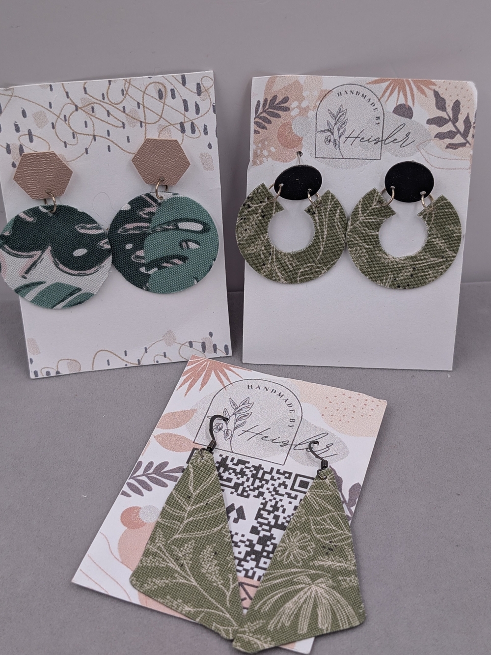 Handmade by Heisler 3 Pair Lightweight Botanical Statement Earrings | 1125